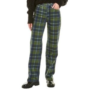 We Wore What High Rise Dad Jean Green and Blue Plaid NWT